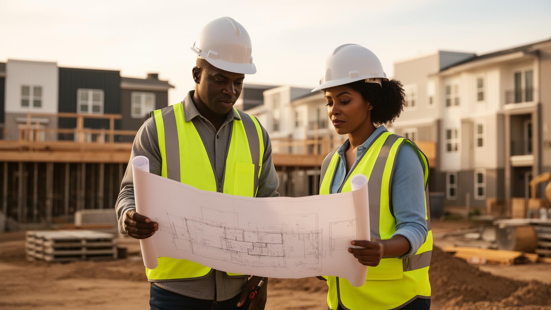 CDS team reviewing plans on a Wilmington job site